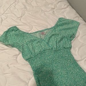 floral turquoise 90s mini dress 💋